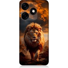 Teknomeg Tecno Spark 10C Uyumlu Yırtıcı Aslan Kral Desenli Silikon Kılıf