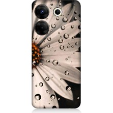 Teknomeg Tecno Camon 20 Pro 5g Uyumlu Papatya ve Su Damlaları Desenli Silikon Kılıf