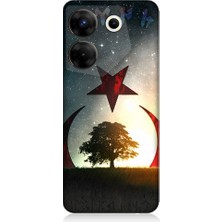 Teknomeg Tecno Camon 20 Pro 5g Uyumlu Göktürkçe Türk ve Ağaç Bayrak Desenli Silikon Kılıf