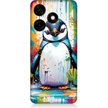 Teknomeg Tecno Spark 10C Uyumlu Sevimli Penguen Desenli Silikon Kılıf