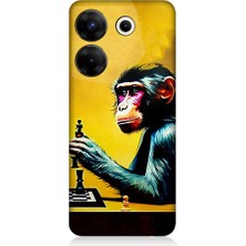 Teknomeg Tecno Camon 20 Pro 5g Uyumlu Satranç Oynayan Maymun Desenli Silikon Kılıf
