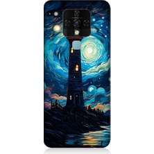 Teknomeg Tecno Camon 16 Uyumlu Ay Işığında Yalnız Deniz Feneri Desenli Silikon Kılıf