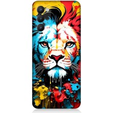 Teknomeg Tecno Camon 18 Uyumlu Renli Boyalı Aslan Yüzü Desenli Silikon Kılıf