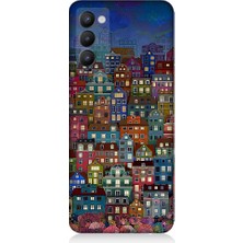 Teknomeg Tecno Camon 18 Uyumlu Minyatür Evler ve Gece Desenli Silikon Kılıf