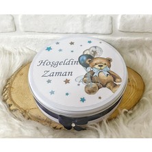Bunnyball Chocolate 100 ADET+200GR Drajeli Lacivert Ayıcık Temalı Isme Özel Hoşgeldin Erkek Bebek Hediyelik Çikolata