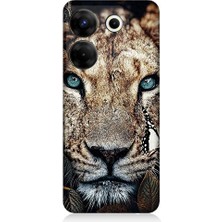 Teknomeg Tecno Camon 20S Pro Uyumlu Mavi Gözlü Kaplan Desenli Silikon Kılıf