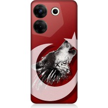 Teknomeg Tecno Camon 20 Pro 4g Uyumlu Kurt ve Bayrak Desenli Silikon Kılıf