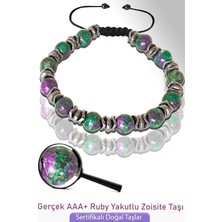 Tesbih Atölyesi Sertifikalı Gerçek Ruby Yakutlu Zoisite Taşı Bileklik - Ayarlamalı