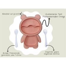Babyself 3 Bölmeli Sevimli Ayı Beslenme Seti, Çatal Kaşık Seti (PEMBE)