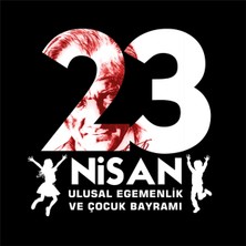 Crea Eymer Wear Çocuk Bayramı 23 Nisan Özel Tasarım Baskılı Premium Siyah Tişört