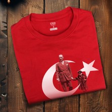 Crea Eymer Wear 23 Nisan Çocuk Bayramı Türk Bayrağı Baskılı Premium Kırmızı Tişört