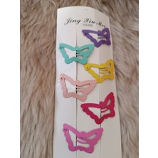 Efna Store 6 Lı Kelebek Model Karışık Pastel Renk 3,5 cm Çocuk Çıt Çıt Toka