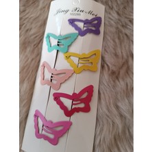 Efna Store 6 Lı Kelebek Model Karışık Pastel Renk 3,5 cm Çocuk Çıt Çıt Toka