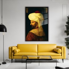 Gaagart Metal Çerçeveli Temperli Cam Tablo Fatih Sultan Mehmet Portresi