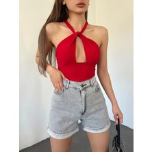 Fv Store Duble Paça Yıkamalı Denim Şort