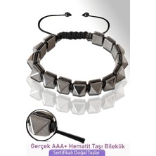 Tesbih Atölyesi Sertifikalı Elmas Kesim Gerçek Silver Hematit Taşı Bileklik - Ayarlamalı