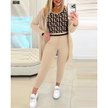 Civarda Moda Uzun Kollu Krep Üçlü Takım