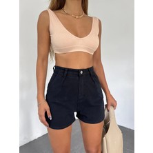 Fv Store Çift Cepli Pileli Mini Denim Şort