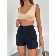 Fv Store Çift Cepli Pileli Mini Denim Şort