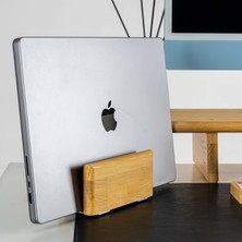 Woodsuppco Dikey Laptop Tutucu, Notebook Standı, Ahşap Laptop Tutucu, Macbook Standı -Çam