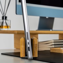 Woodsuppco Dikey Laptop Tutucu, Notebook Standı, Ahşap Laptop Tutucu, Macbook Standı -Çam