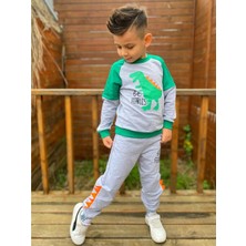 Mnk Baby & Kids Dinozor Motif Ikiiplik Kumaş Çocuk Eşofman Mnk0564