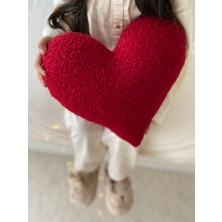 Bohemoon Teddy Kalp Yastık Kırmızı El Yapımı Teddy Kumaş 34 cm Desenli Yastık