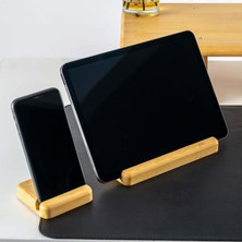 Woodsuppco Tablet ve Telefon Tutucu 2'li Set, Ahşap Tablet Standı, Ahşap Telefon Tutucu - Çam