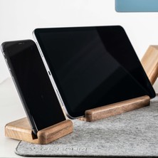 Woodsuppco Tablet ve Telefon Tutucu 2'li Set, Ahşap Tablet Standı, Ahşap Telefon Tutucu - Ceviz