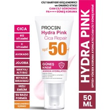 PROCSIN Hydra Pink (renkli) Spf50+ Anında Aydınlatıcı Bariyer Onarıcı Güneş Kremi PA++++