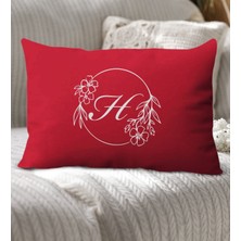 Bk Gift Kişiye Özel Harfli Premium Kumaş Kırmızı Dikdörtgen Yastık Kılıfı-5 (Sadece Yastık Kılıfı), Ev Dekorasyonu