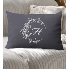 Bk Gift Kişiye Özel Harfli Premium Kumaş Antrasit Dikdörtgen Yastık Kılıfı-4 (Sadece Yastık Kılıfı), Ev Dekorasyonu