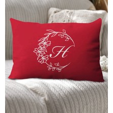 Bk Gift Kişiye Özel Harfli Premium Kumaş Kırmızı Dikdörtgen Yastık Kılıfı-4 (Sadece Yastık Kılıfı), Ev Dekorasyonu