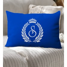 Bk Gift Kişiye Özel Harfli Premium Kumaş Saks Mavi Dikdörtgen Kırlent Yastık-7, Arkadaşa Hediye, Ev Hediyesi, Doğum Günü Hediyesi