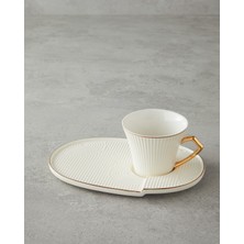 English Home Terra New Bone China Tepsili Kahve Fincan Takımı Beyaz