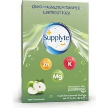 Supplyte Elma Aromalı Çinko - Magnezyum Takviyeli Elektrolit Tozu 12 gr x 8 Adet