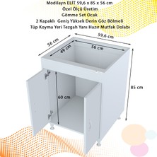 Modilayn ELİT 59,6 x 85 x 56 cm Gömme Ankastre Ocak Ve Tüp Bölmeli Mutfak Dolabı