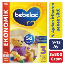 Bebelac 3 800 gr Devam Sütü 9-12 Ay Bebekler İçin 3'lü Paket Zengin Besin Öğeleri