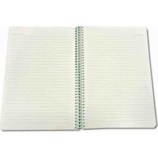 Lizy Dokulu Kapak 120 Yaprak Spiralli Çizgili Ivory Defter 17X24 cm Pastel Yeşil