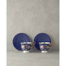 English Home Vanilla New Bone China 4 Parça 2 Kişilik Çay Fincanı Takımı Lacivert