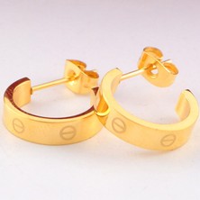 Sjour Kesik Carti Er Model 14 Ayar Altın Kaplama Çelik Küpe 3 Yıl Garantili