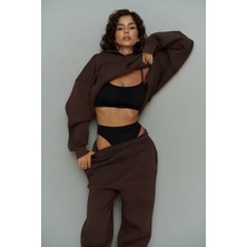 Yakamel Kadın 3 Iplik Oversize Kapşonlu Eşofman Takımı