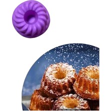 Kitchen Design Lab Mor 18'li Silikon Mini Kek Kalıbı - Muffin Kalıbı 18 Adet Göbekli Kek Kalıbı