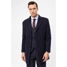 Süvari Sivri Yaka Slim Kalıp Düz Kaban