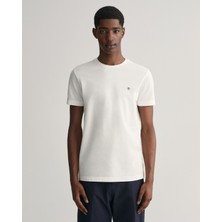 Gant Erkek Krem Slim Fit Bisiklet Yaka Logolu T-Shirt 2013033.113