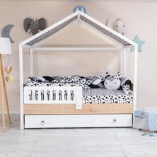 Mini Baby Minibaby Siyah Beyaz Dalmaçya 4 Örgü Montessori Bebek Çocuk Uyku Seti 90X190-100X200