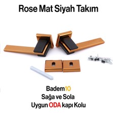 Badem10 Fulya Lüx Rose Siyah Oda Kapı Kolu Rozetli Sürgülü ve Çelik Kapı Sağa Sola Uygun Kapı Kolları Kulpu