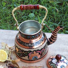 Sonay Bakırcılık Gül Çiçek Işlemeli Bakır Bitki Cayı Demligi 2 Lt