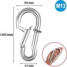 Badem10 Karabina 13 mm Yaylı Kanca Paslanmaz Çelik Kilit Tırmanma Dağcılık Kamp Ekipmanları Salıncak Hamak Anahtar Askı Kilidi