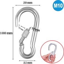 Badem10 Karabina Kilitli 10 mm Yaylı Kanca Paslanmaz Çelik Kilit Tırmanma Dağcılık Kamp Ekipmanları Salıncak Hamak Anahtar Askı Kilidi